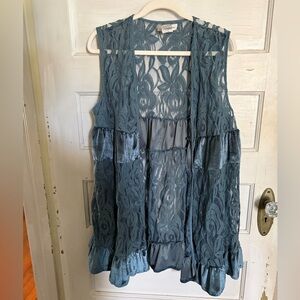 Paisley Vine Blue Lace Boho Kimono